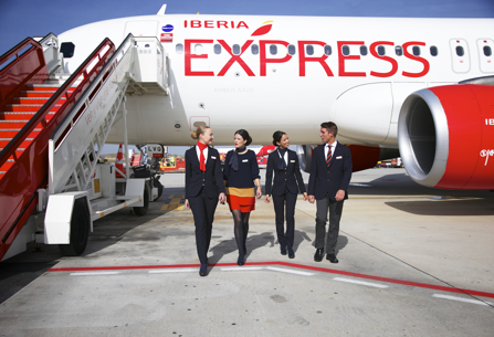 Iberia Express cabin crew on tarmac