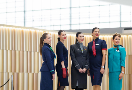 Cabin crew from all airlines posing at Heathrow T5