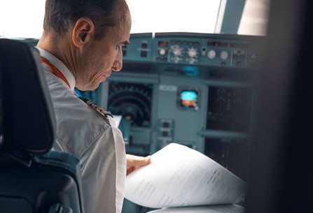 Level pilot in cockpit
